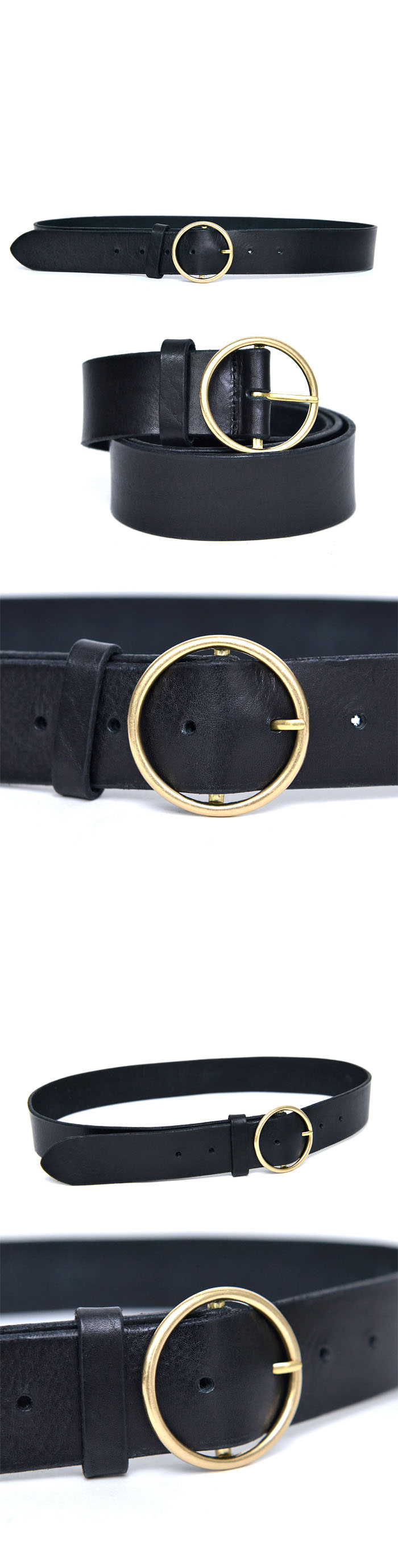 Accessories Belts Gold Circle Unisex LeatherBelt 156 GUYLOOK